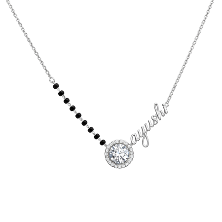 Handmade 925 Sterling Silver Ayushi Name Mangalsutra Necklace